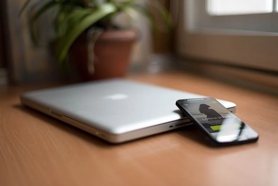 A person using a laptop to browse stock photo websites. Freelancing work in a cozy setting.